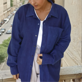 Mat Chemise Unisexe en Coton 100% Teinte à l'Indigo Naturel – Fait Main